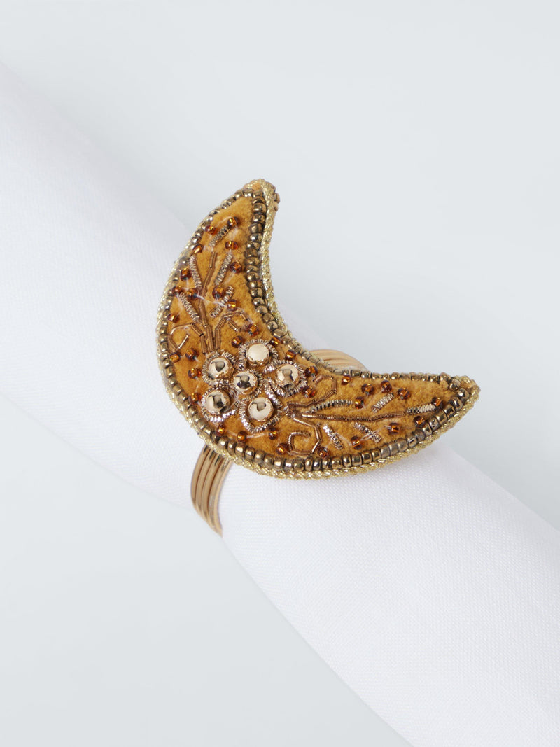 John Lewis beaded moon napkin rings set of 4 brown - British product