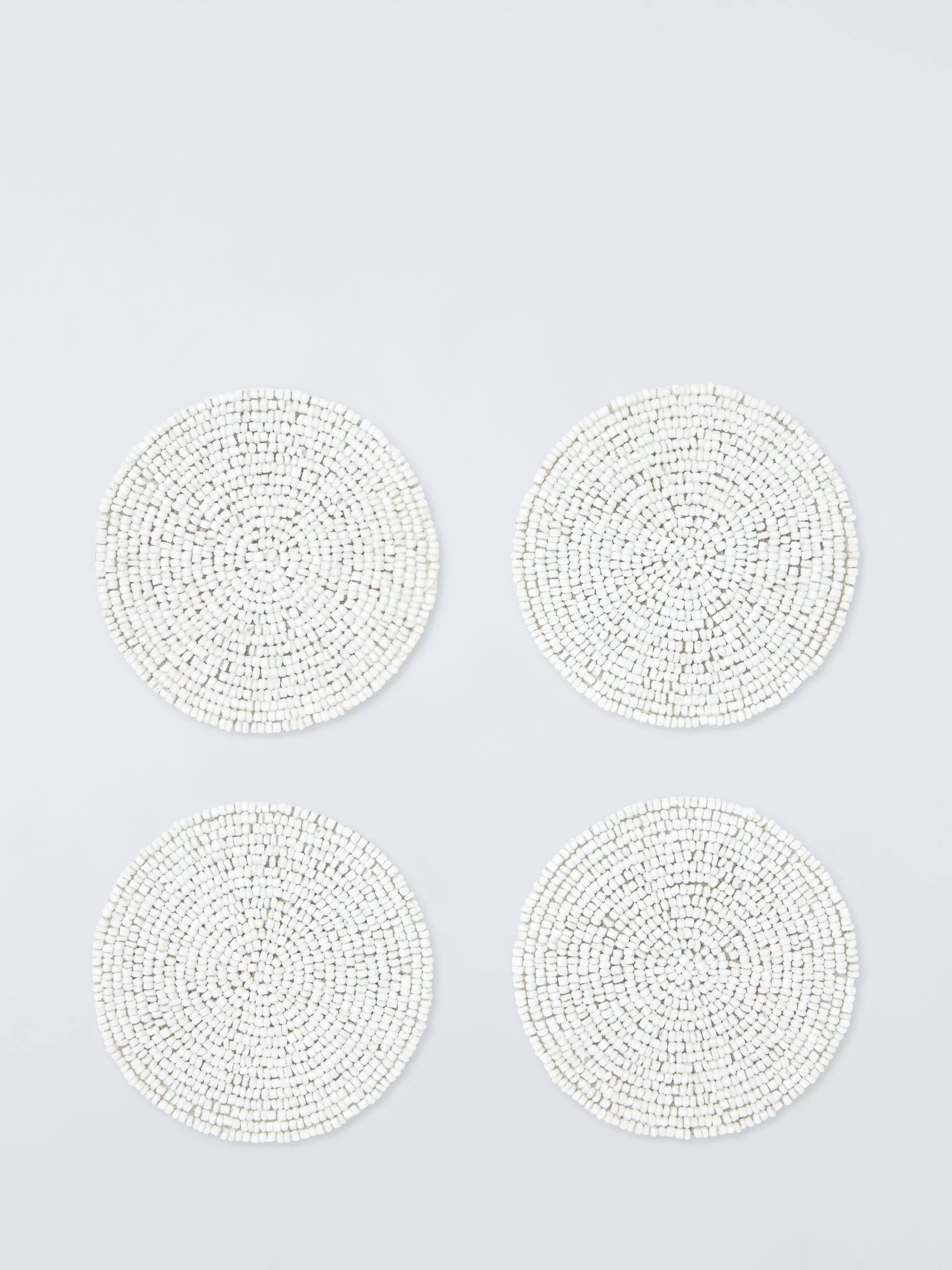 John Lewis beaded round coasters set of 4 white, UK version