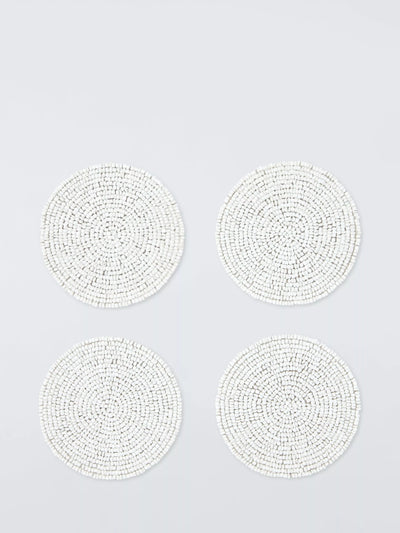 John Lewis John Lewis Beaded Round Coasters, Set of 4, White- Buy online at McGrocer