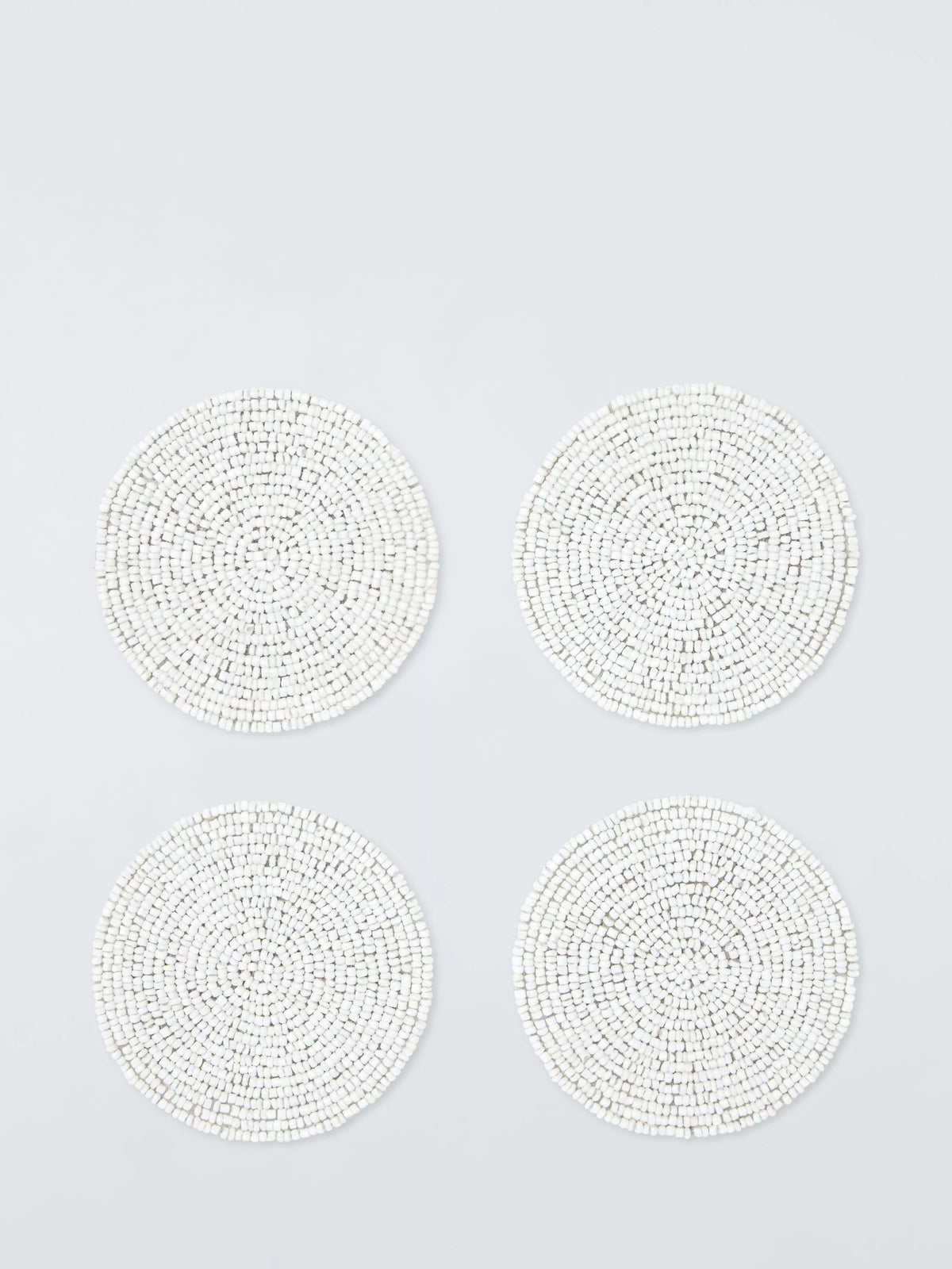 John Lewis beaded round coasters set of 4 white, UK version