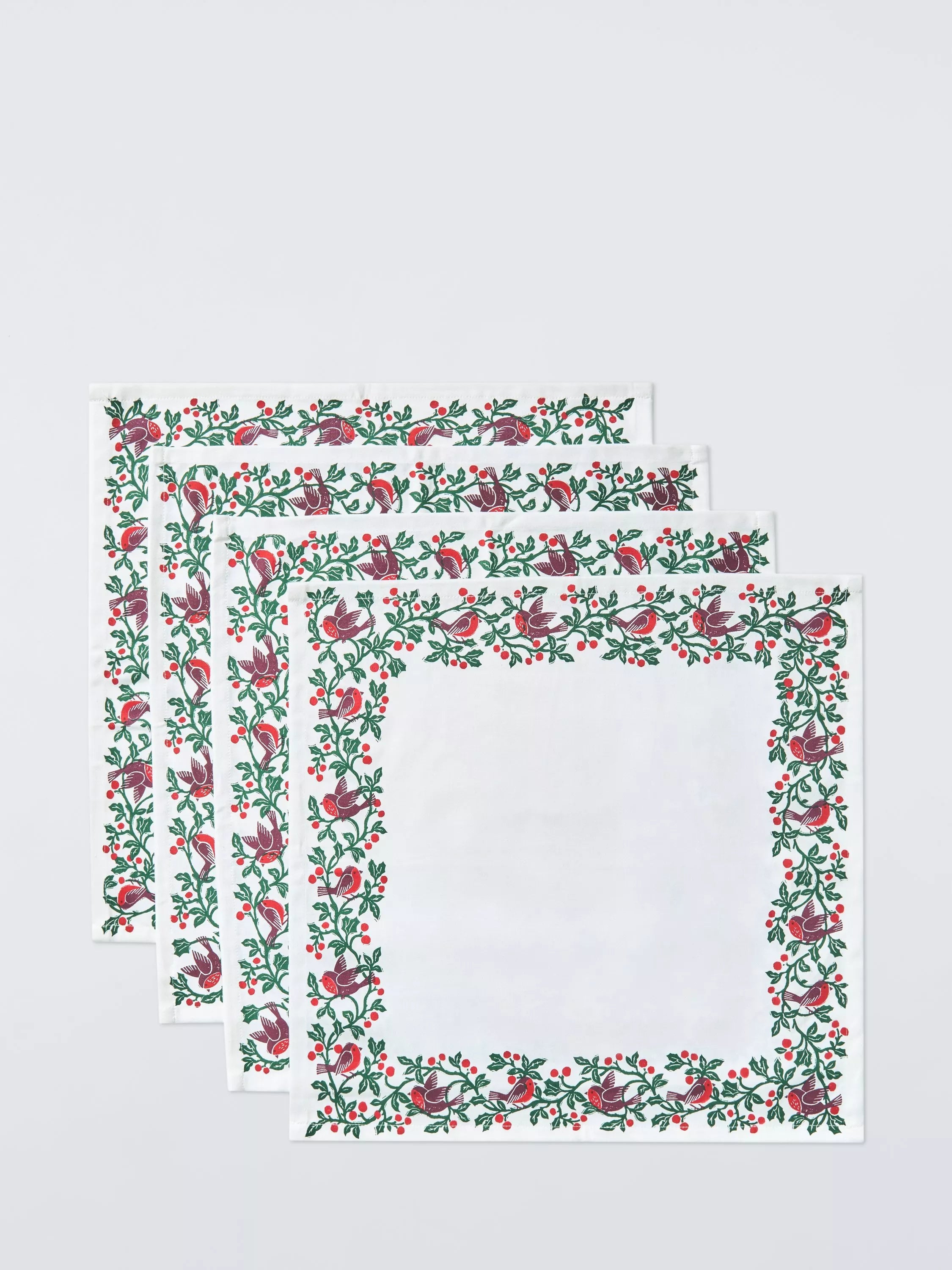 John Lewis Robin Border cotton napkins set of 4 white, UK version