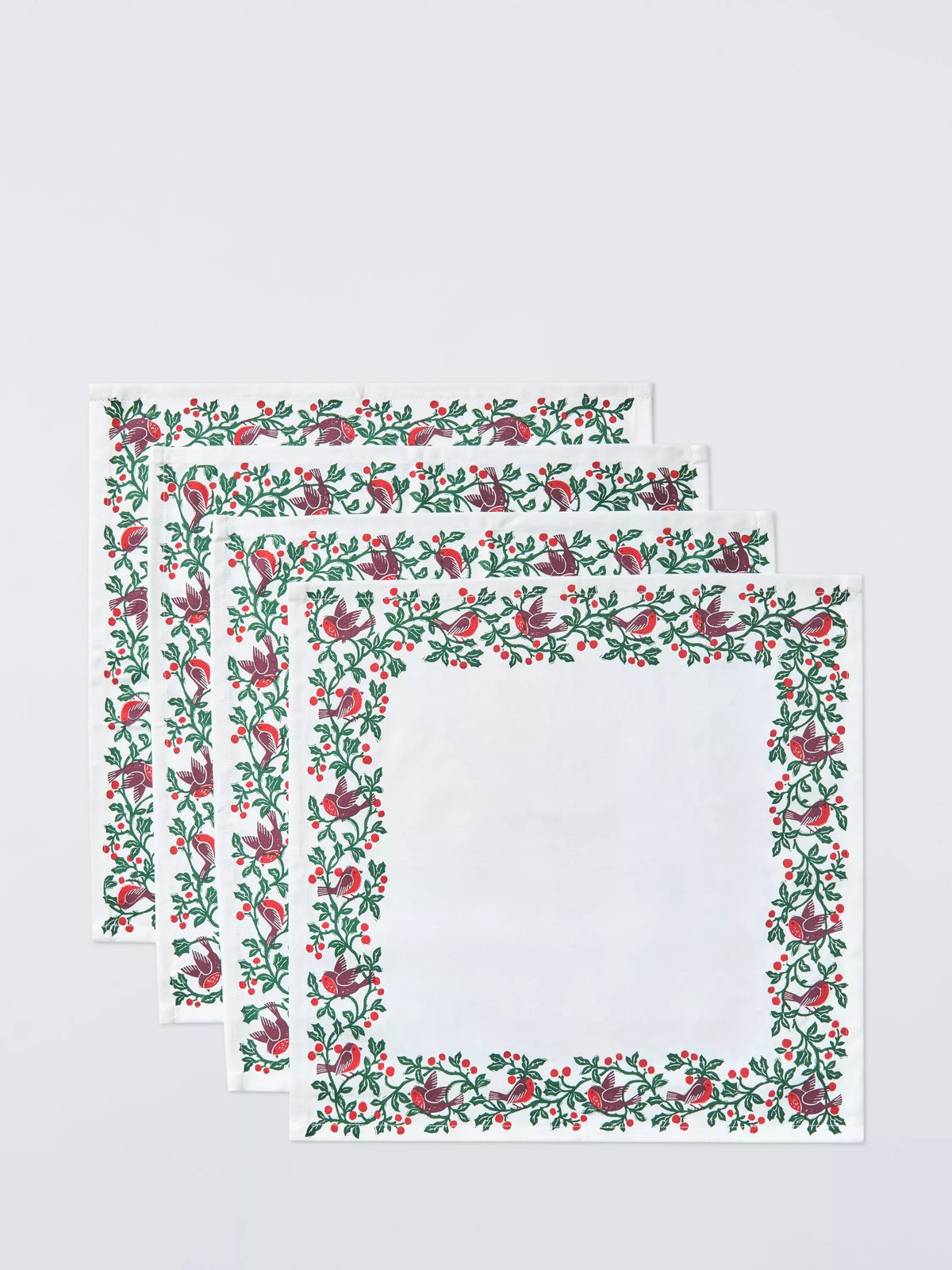 John Lewis Robin Border cotton napkins set of 4 white, UK version
