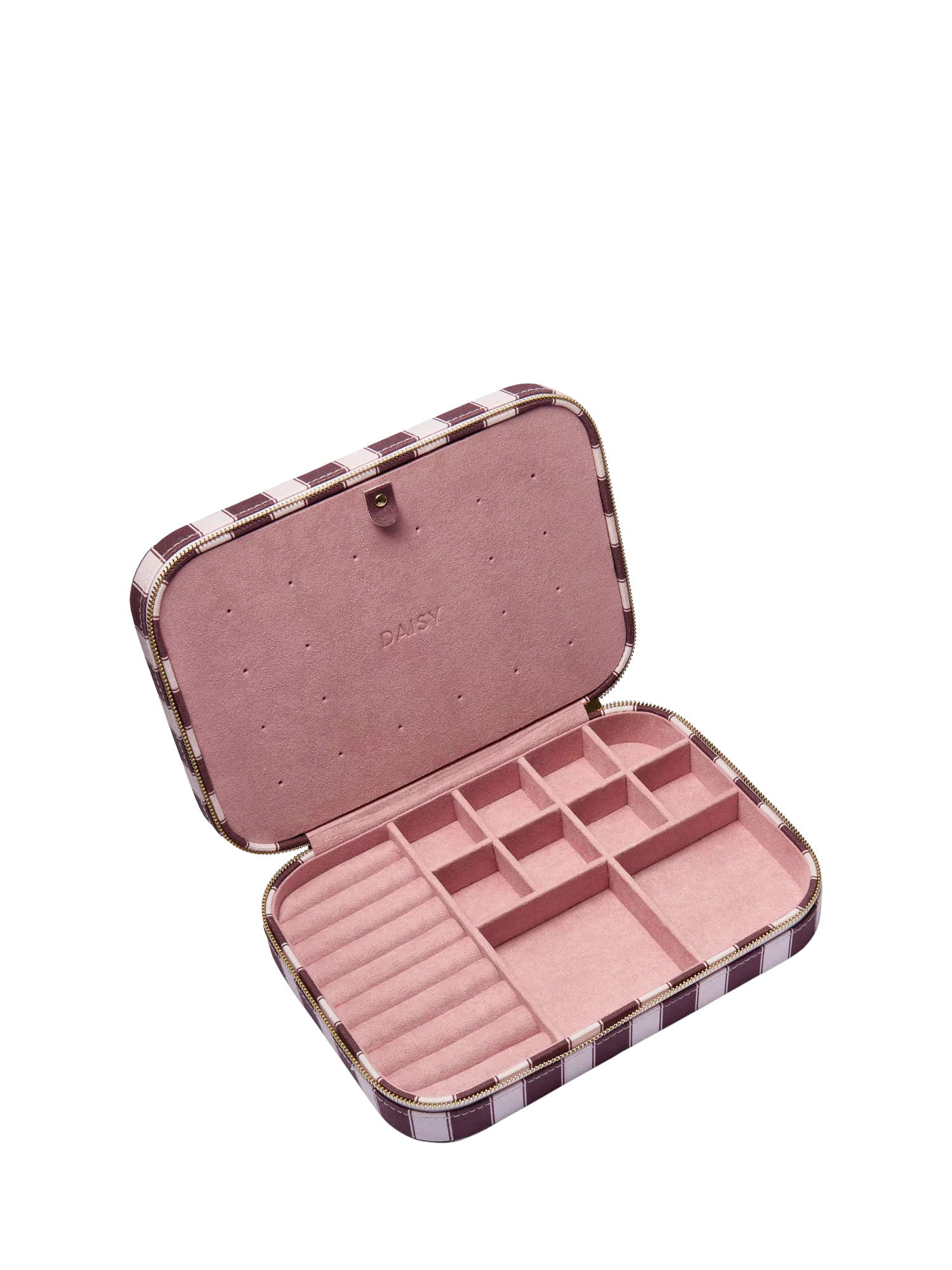 Daisy London pink striped jewellery case, imported from the UK