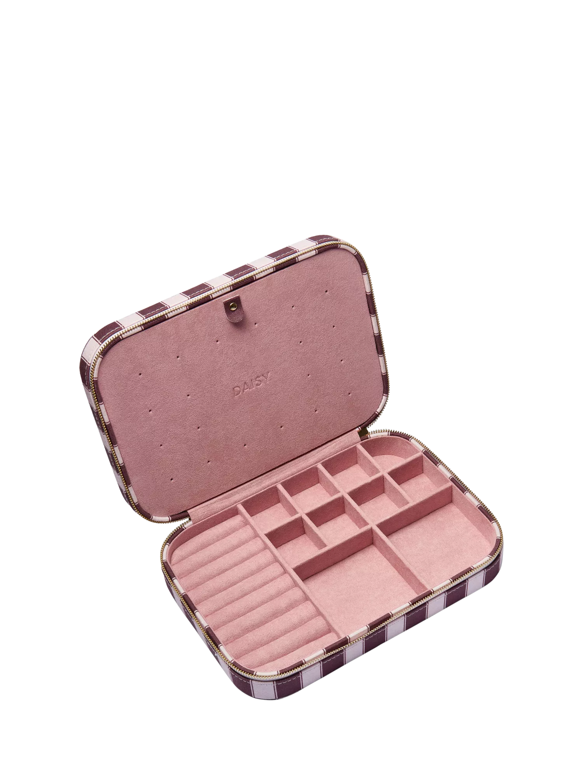 Daisy London pink striped jewellery case, imported from the UK