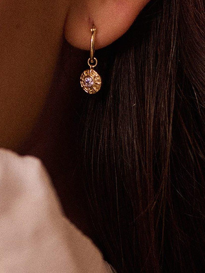 Daisy London cubic zirconia drop hoop earrings (British brand)
