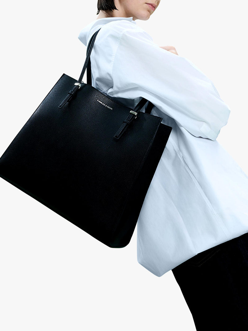 CHARLES & KEITH Sansa faux leather tote bag, UK version