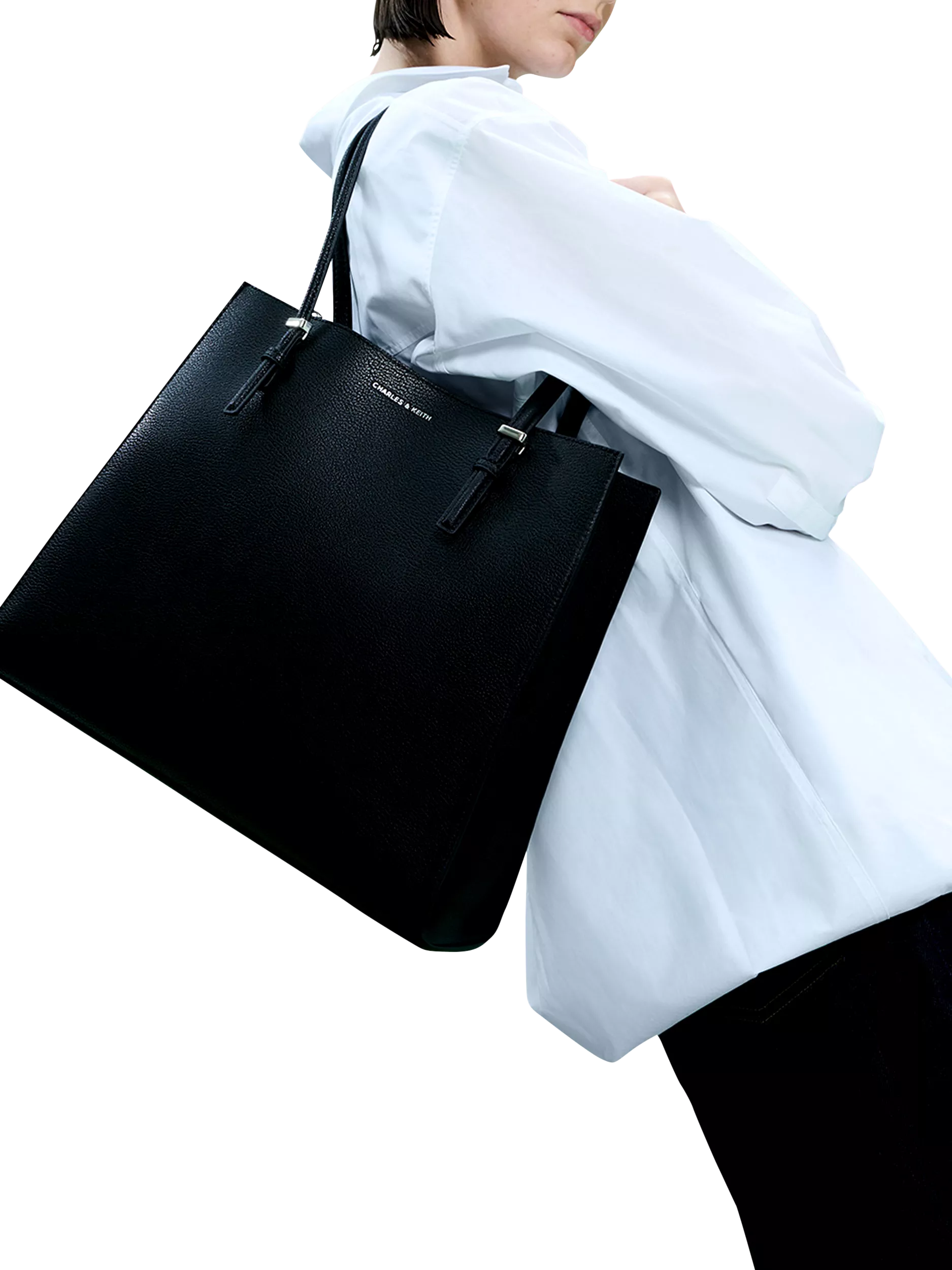 CHARLES & KEITH Sansa faux leather tote bag, UK version