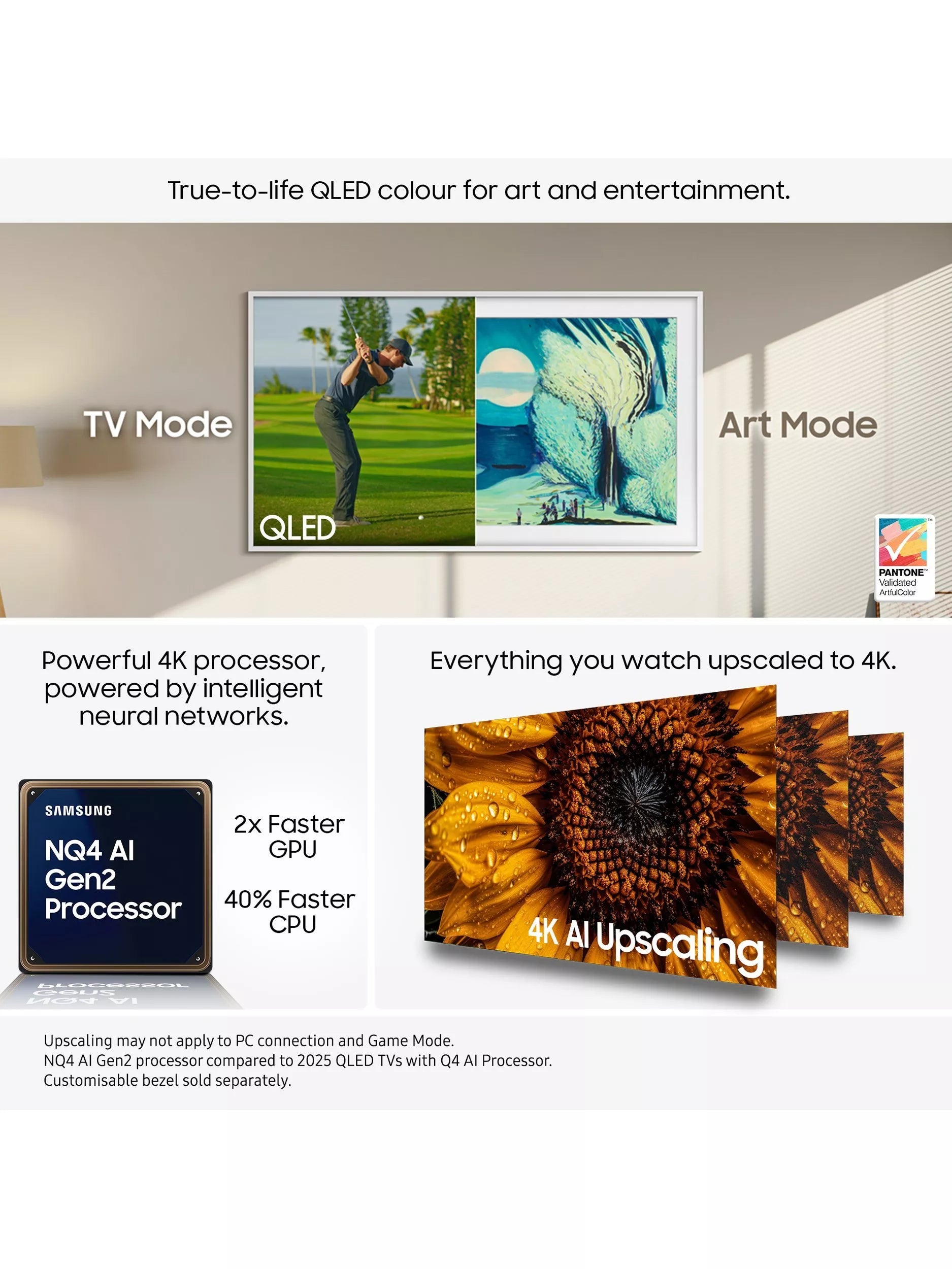 Samsung The Frame 43 inch QLED TV, imported from the UK