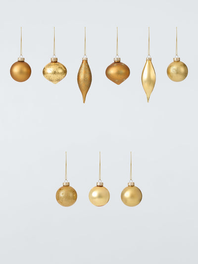 John Lewis Goldene Glas-Weihnachtsornamente, Set mit 20 Stück, verschiedene Formen - Online bei McGrocer kaufen
