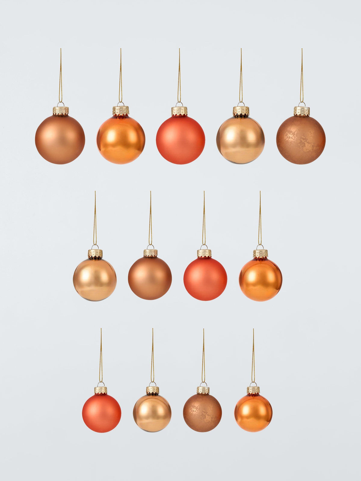 Glass Christmas Baubles Box of 42 in Amber
