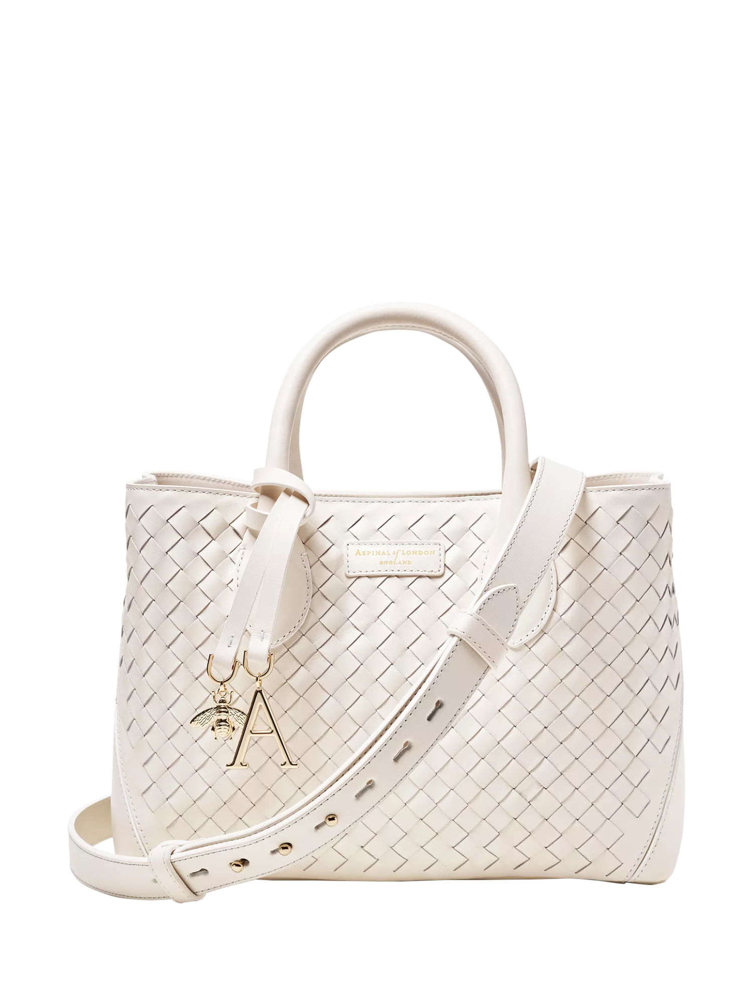 حقيبة يد Aspinal of London Tote Midi بتصميم شبكي منسوج من الجلد
