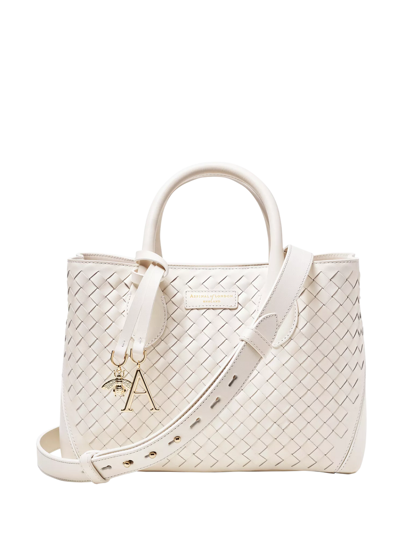 حقيبة يد Aspinal of London Tote Midi بتصميم شبكي منسوج من الجلد