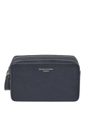 Aspinal of London Mount Street wash bag in navy leather (British brand)