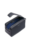 Aspinal of London Mount Street wash bag in navy leather (British brand)