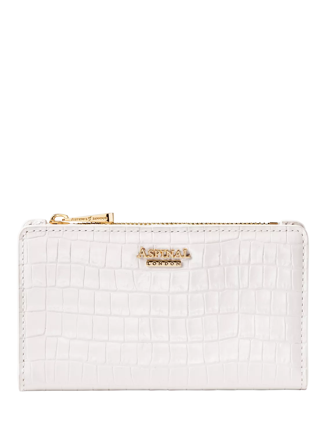 Aspinal of London Mayfair Faux Patent Croc Leather Coin & Card Bifold Purse