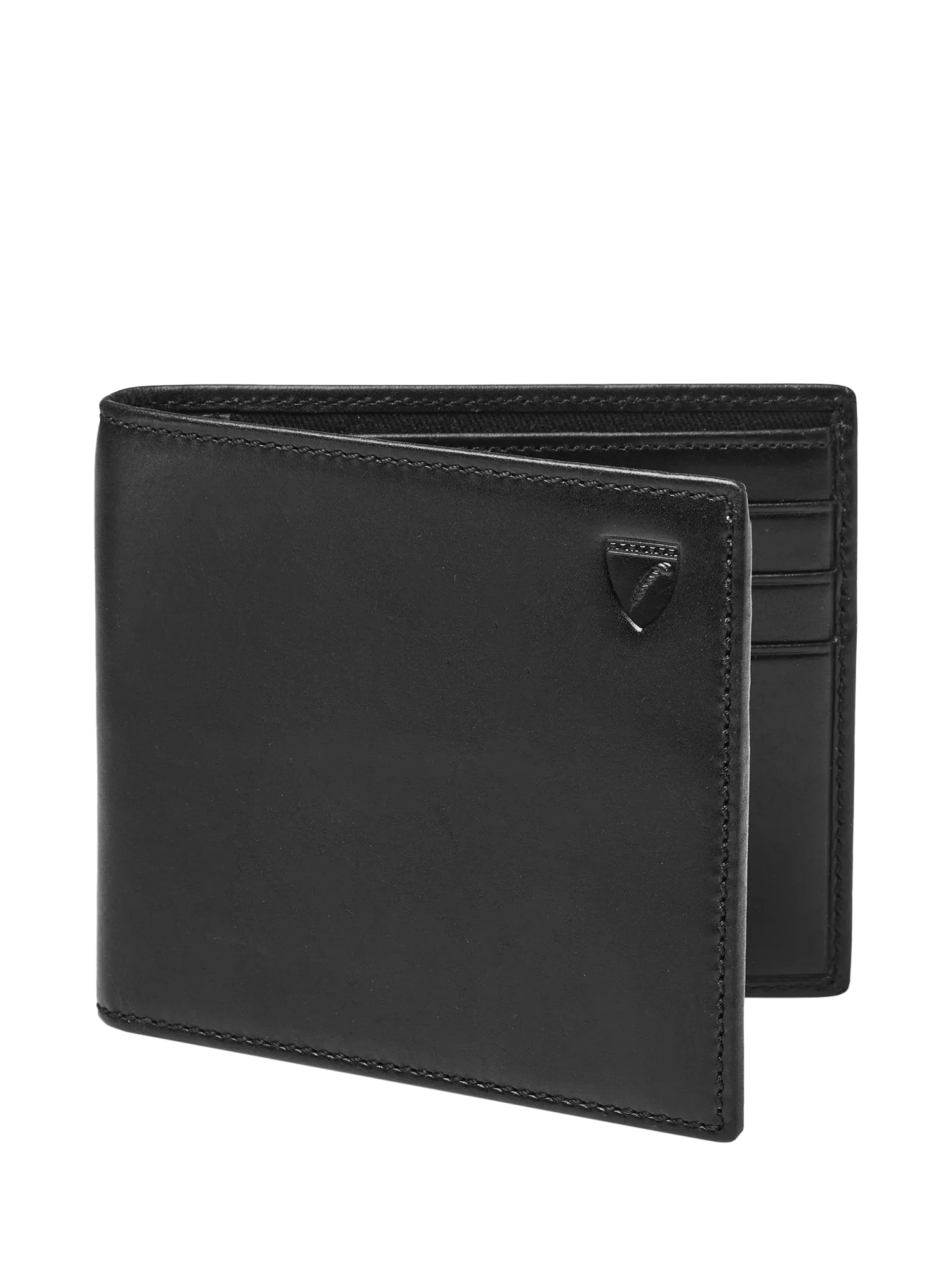 Aspinal of London leather billfold wallet black, UK version