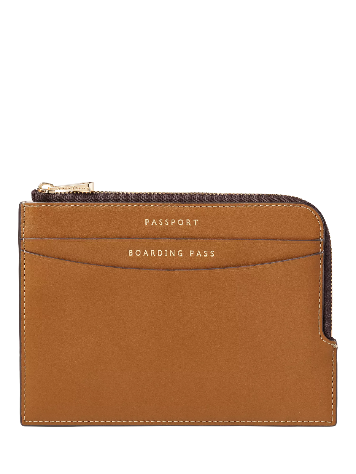 Aspinal of London tan leather travel wallet with zip - British product