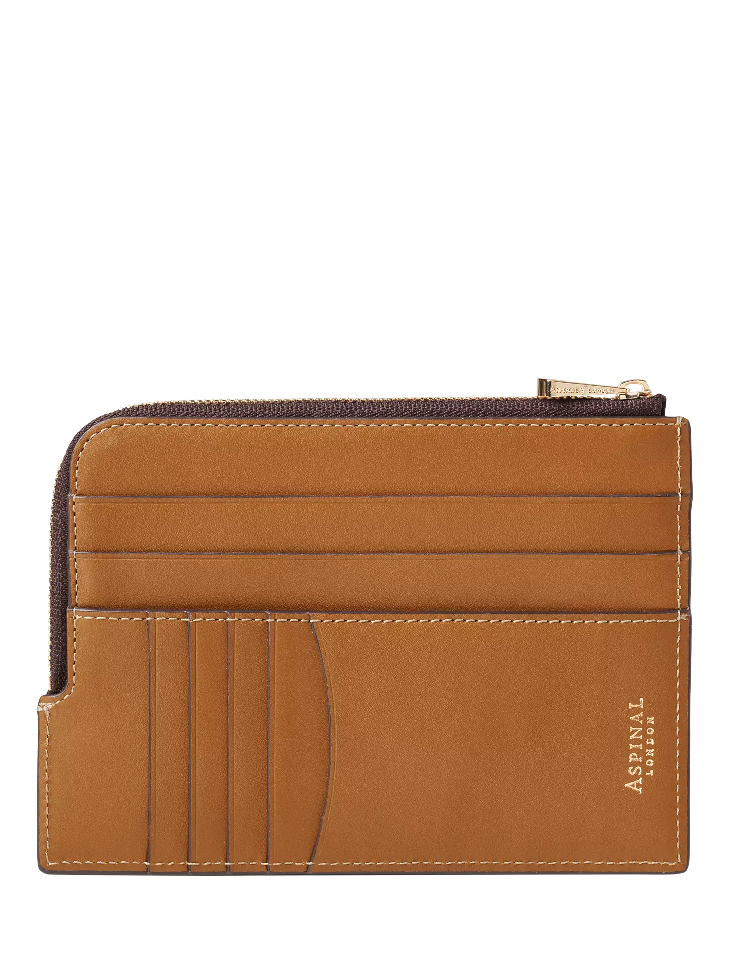 Aspinal of London tan leather travel wallet with zip - British product