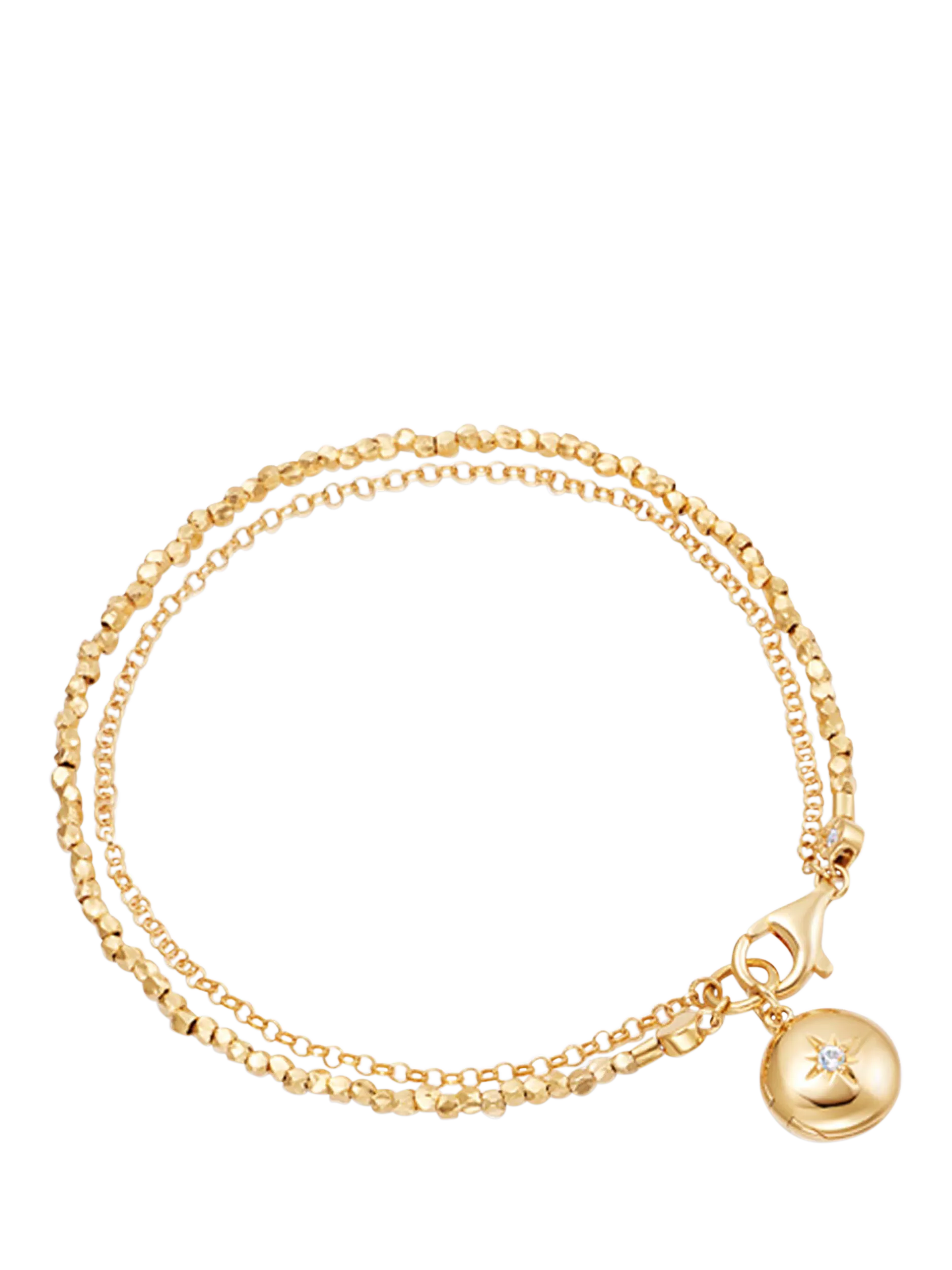 Astley Clarke sterling silver locket bracelet with white sapphire (British brand)