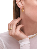 Astley Clarke double heart drop earrings in gold, imported from the UK