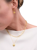Astley Clarke double heart drop earrings in gold, imported from the UK