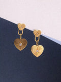 Astley Clarke double heart drop earrings in gold, imported from the UK