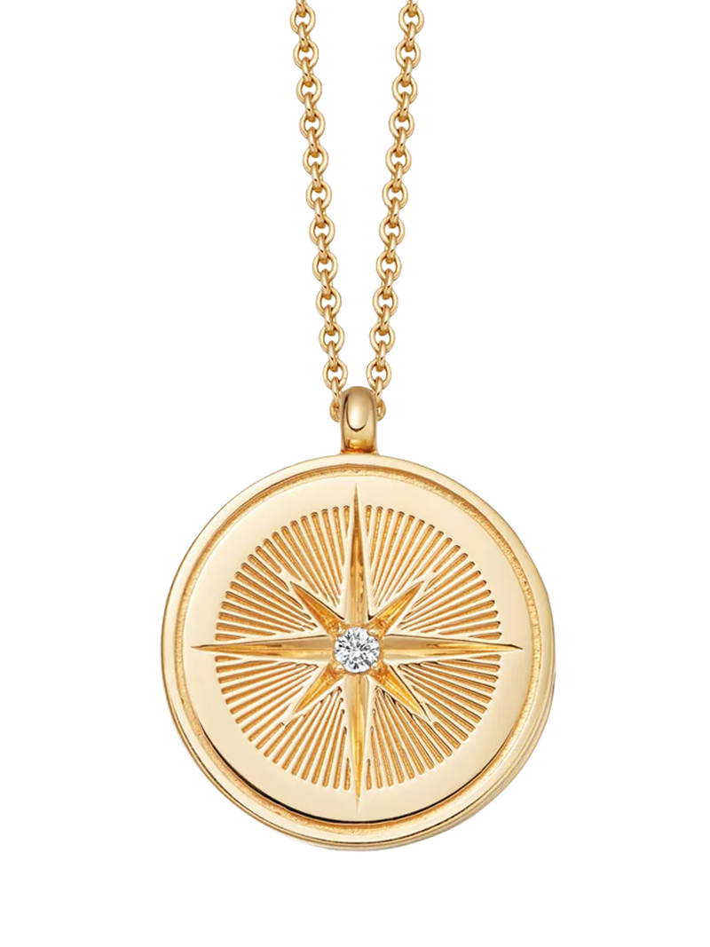 Astley Clarke gold compass locket necklace (British brand)