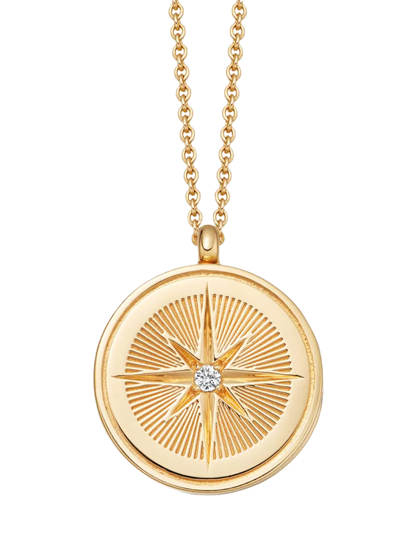 Astley Clarke gold compass locket necklace (British brand)