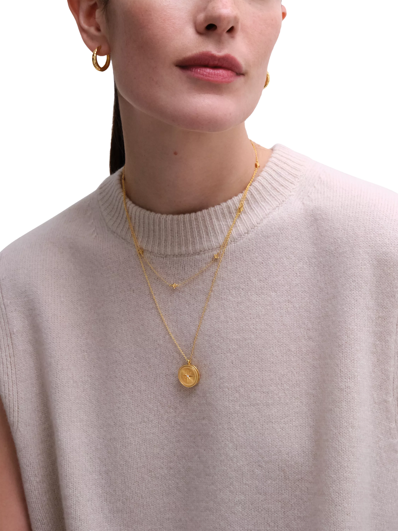 Astley Clarke gold compass locket necklace (British brand)