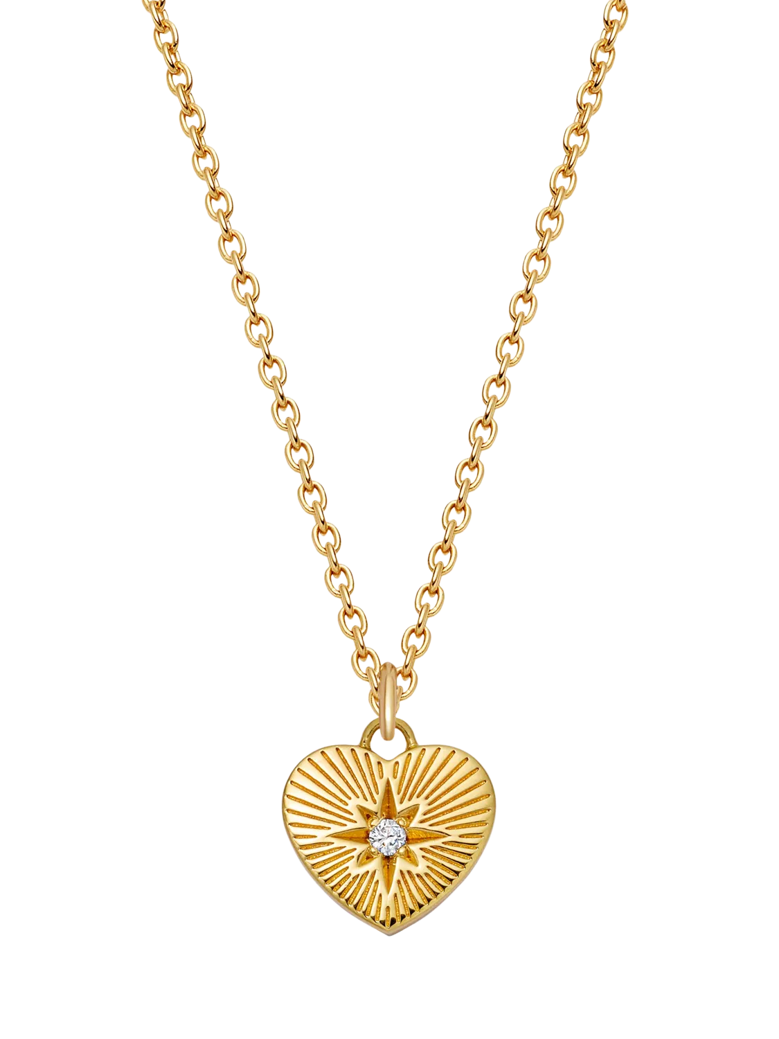 Astley Clarke gold heart pendant necklace with white sapphire (British brand)