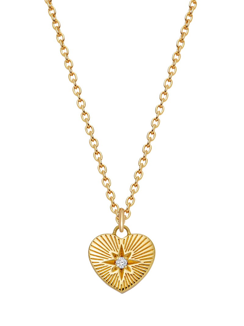 Astley Clarke gold heart pendant necklace with white sapphire (British brand)