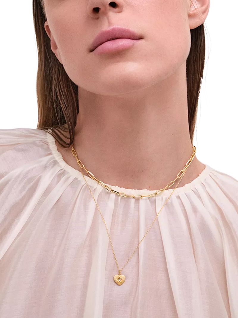 Astley Clarke gold heart pendant necklace with white sapphire (British brand)