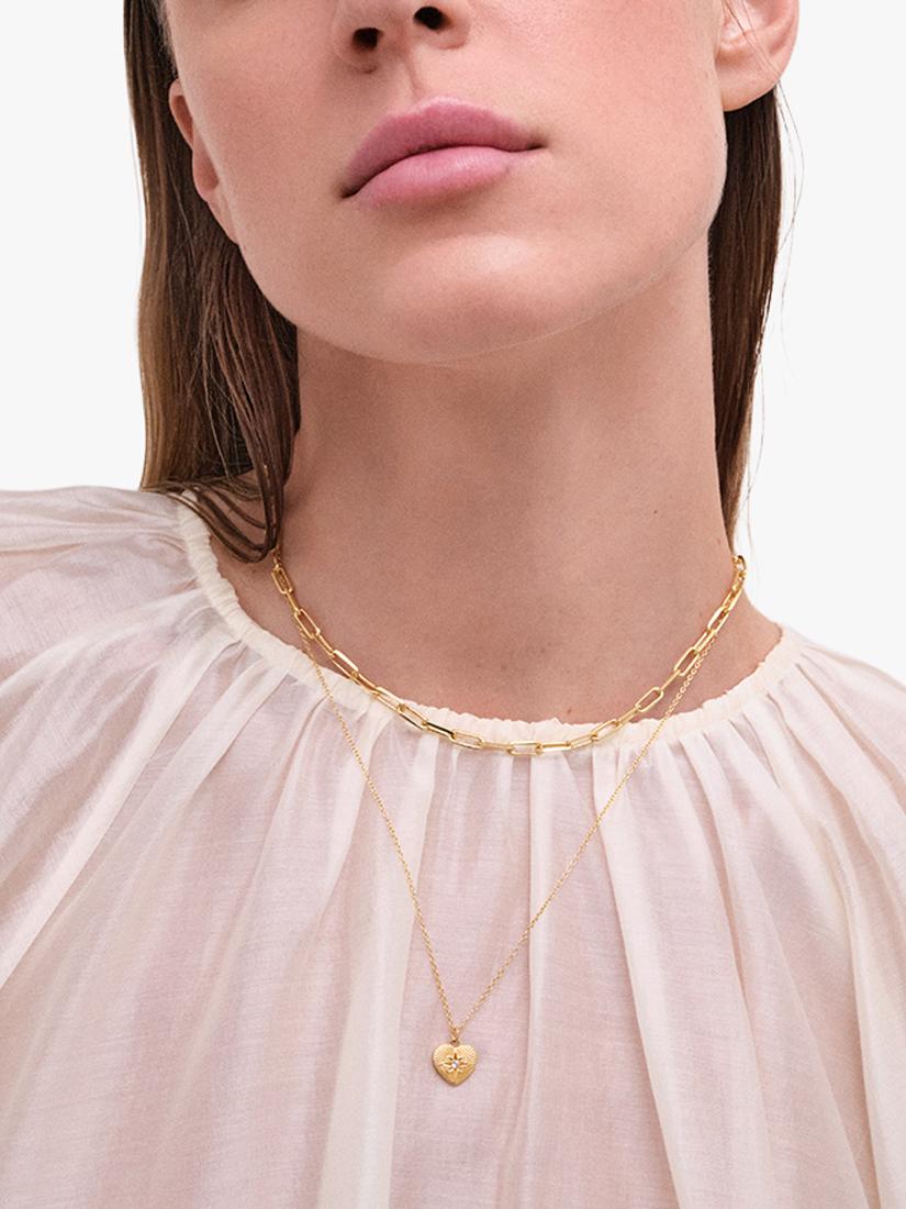 Astley Clarke gold heart pendant necklace with white sapphire (British brand)