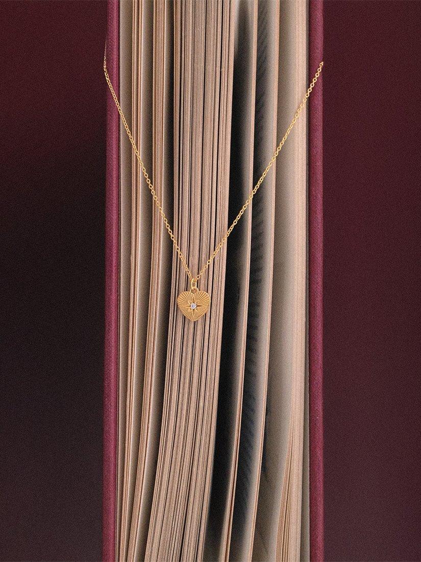 Astley Clarke gold heart pendant necklace with white sapphire (British brand)