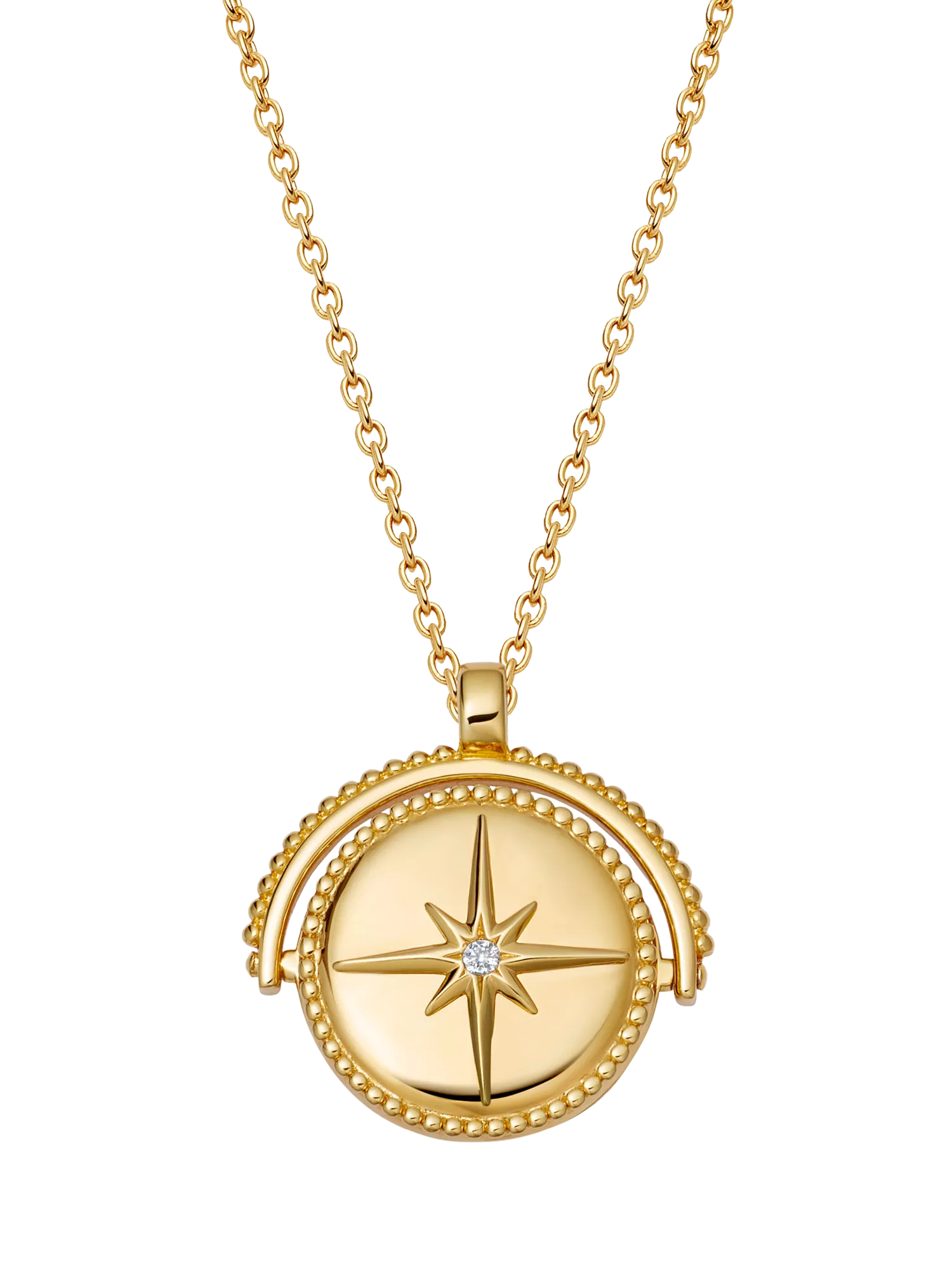 Astley Clarke compass spinner locket necklace gold, imported from the UK