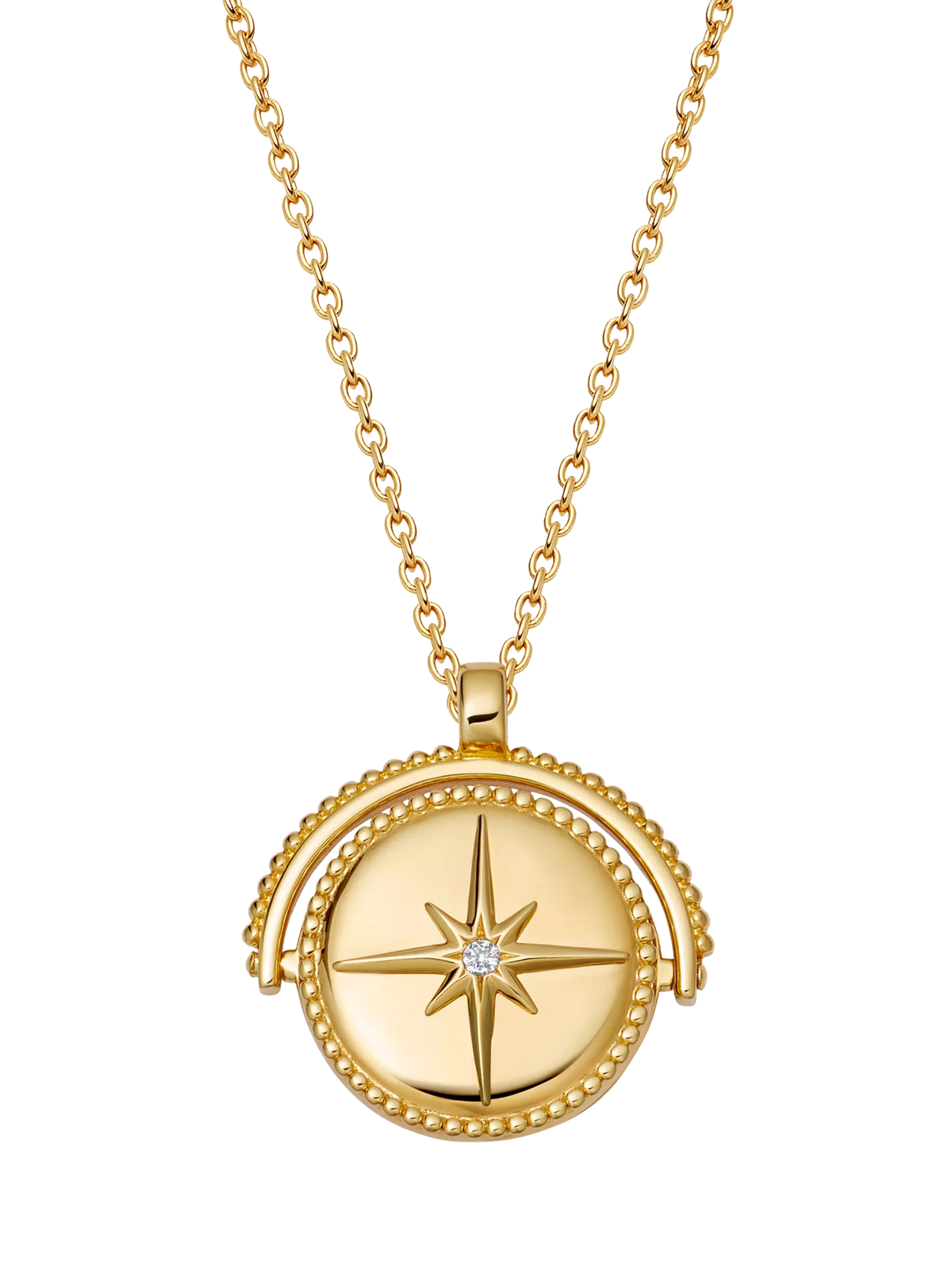 Astley Clarke compass spinner locket necklace gold, imported from the UK