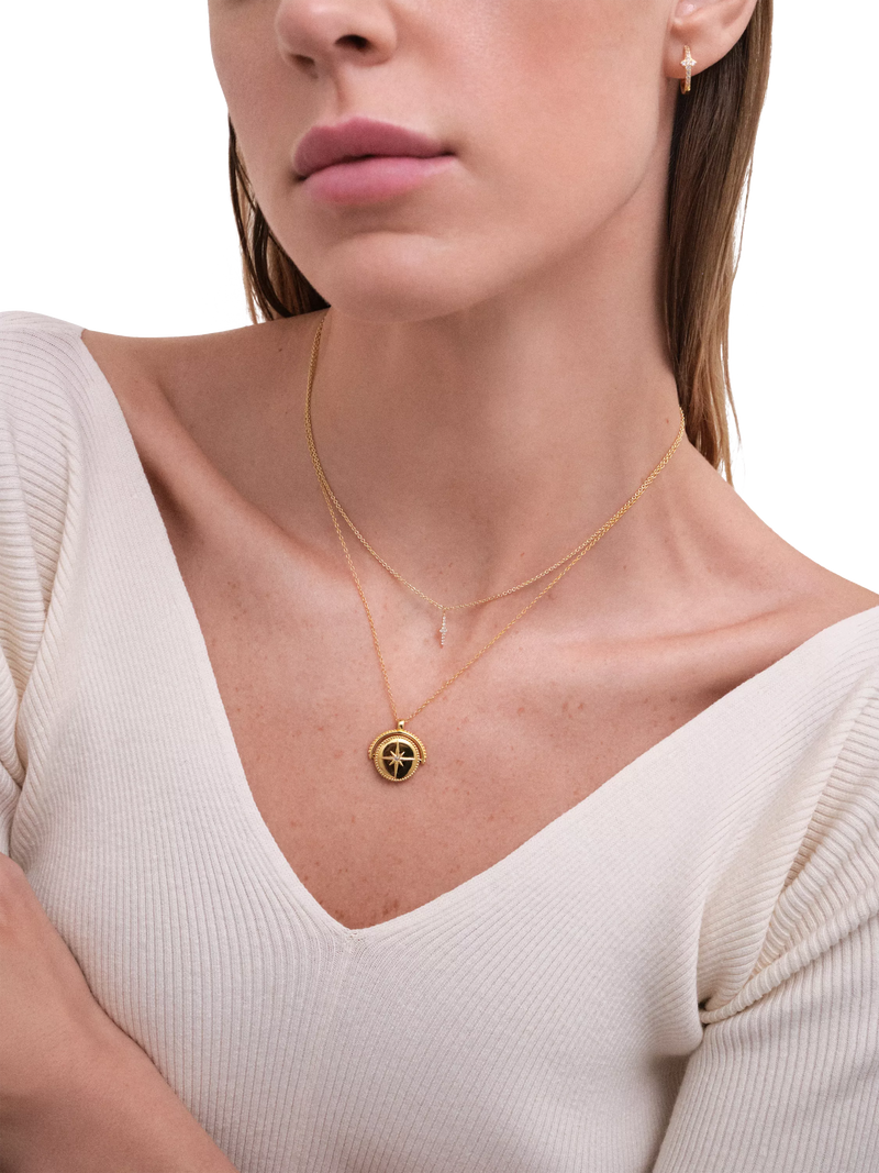 Astley Clarke compass spinner locket necklace gold, imported from the UK