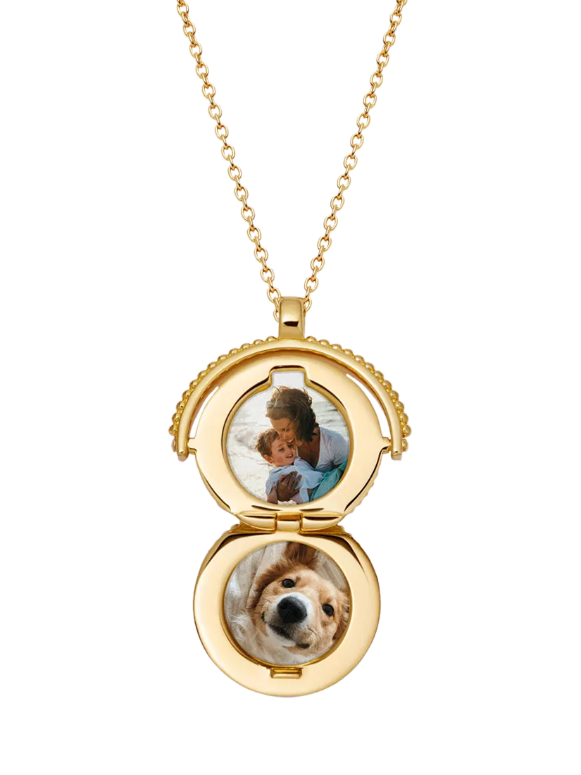 Astley Clarke compass spinner locket necklace gold, imported from the UK
