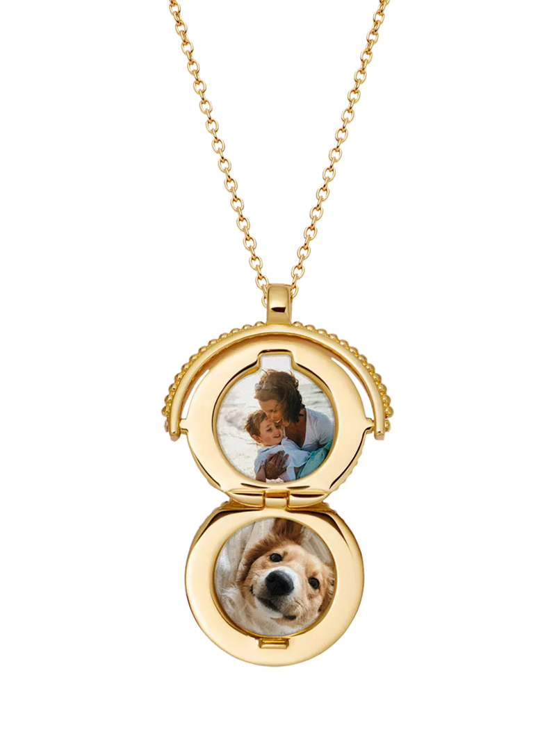 Astley Clarke compass spinner locket necklace gold, imported from the UK