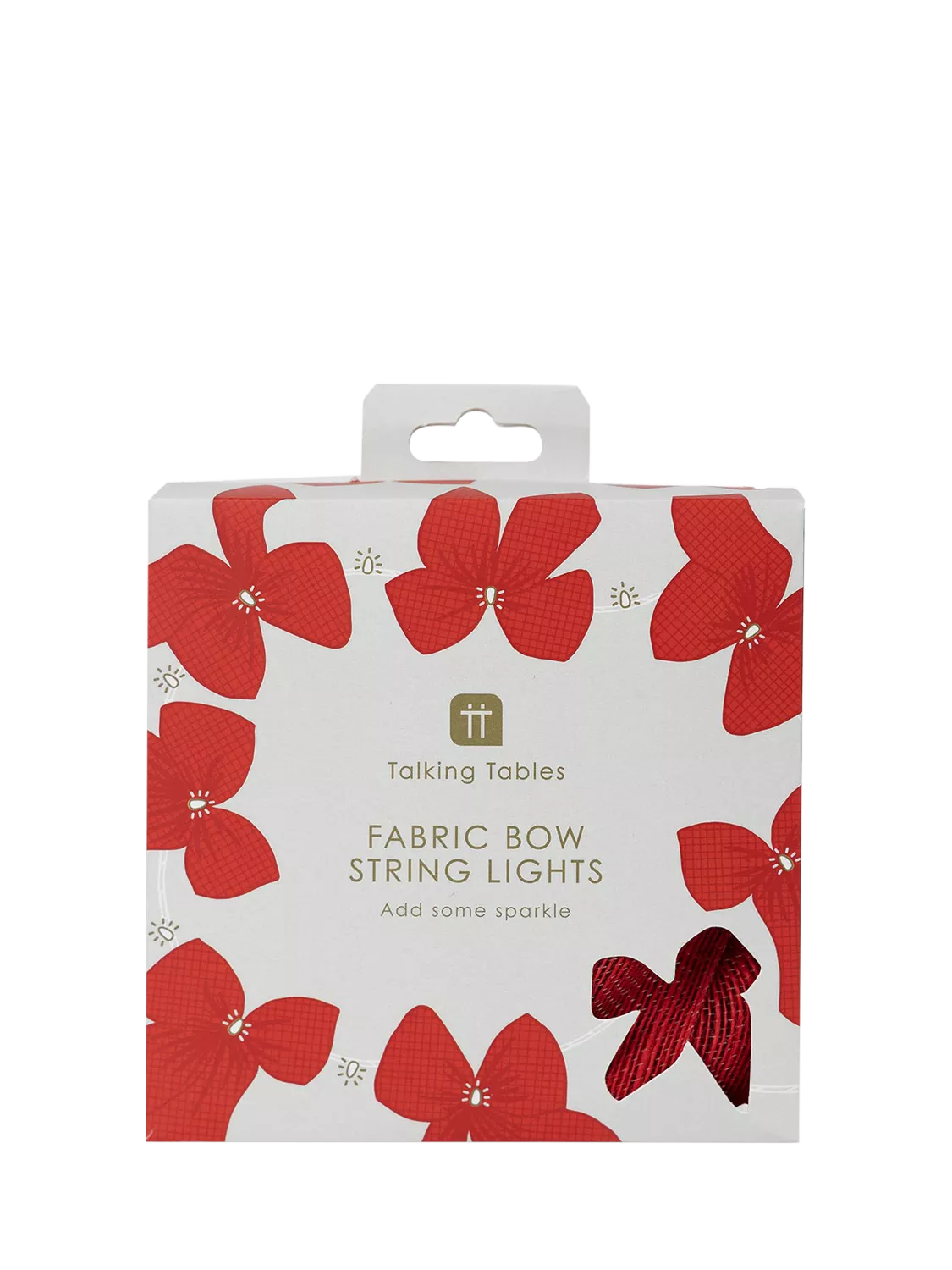 Talking Tables red bow string lights 10-LED, imported from the UK