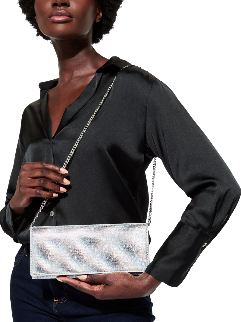 Kurt Geiger Baily clutch bag silver crystal embellishment - British product