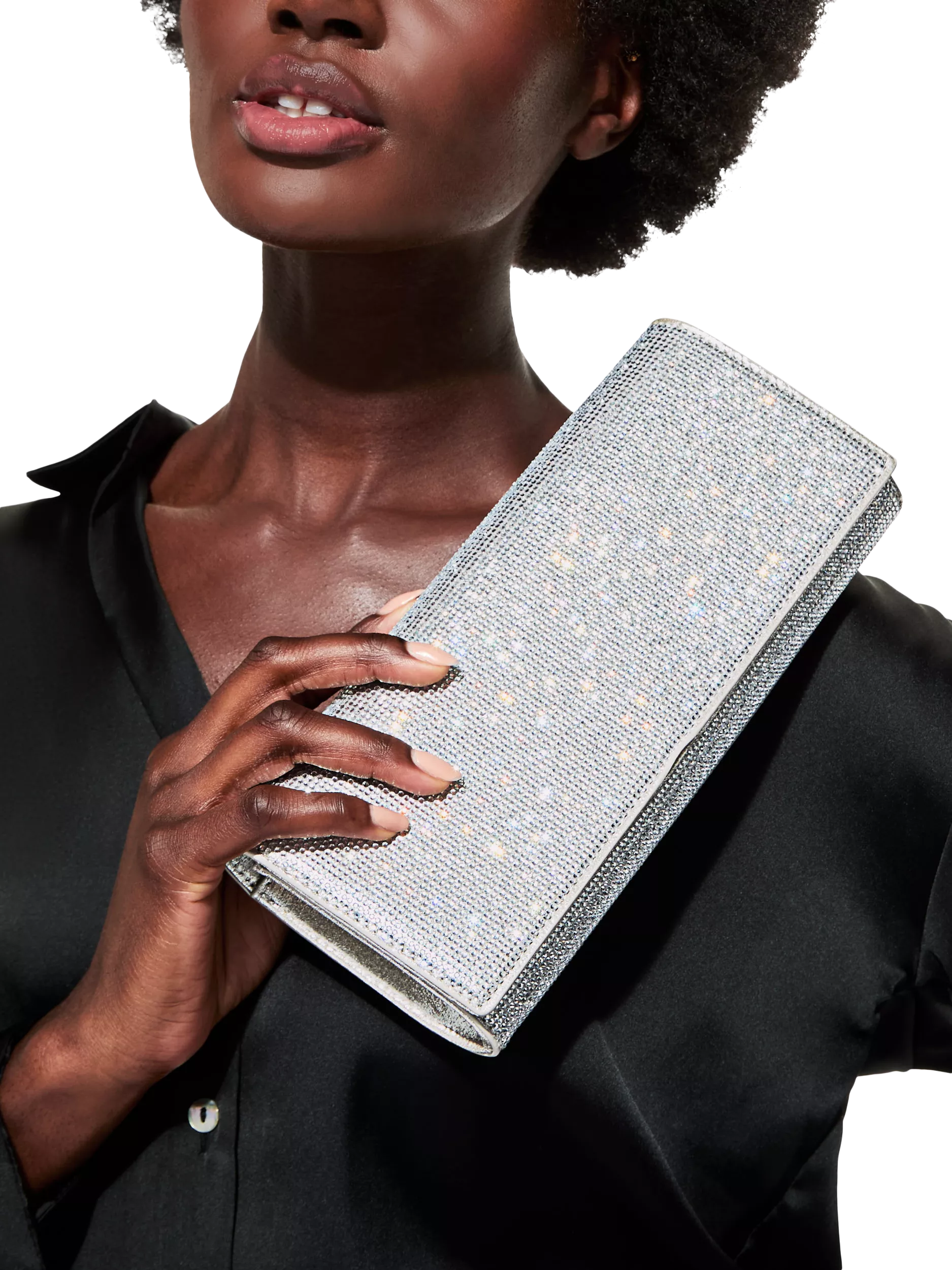 Kurt Geiger Baily clutch bag silver crystal embellishment - British product
