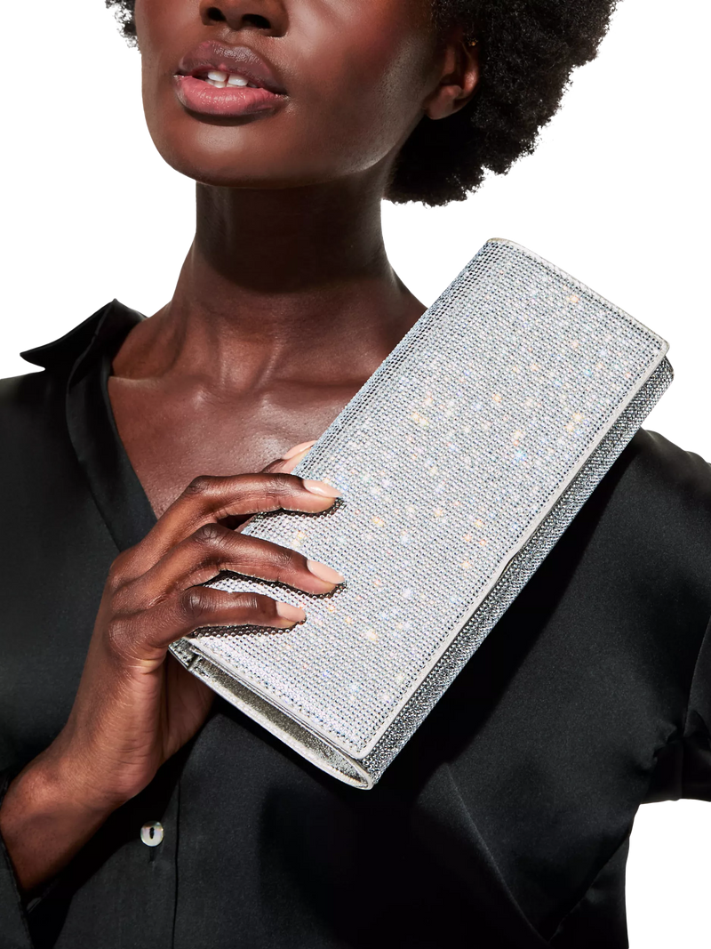Kurt Geiger Baily clutch bag silver crystal embellishment - British product
