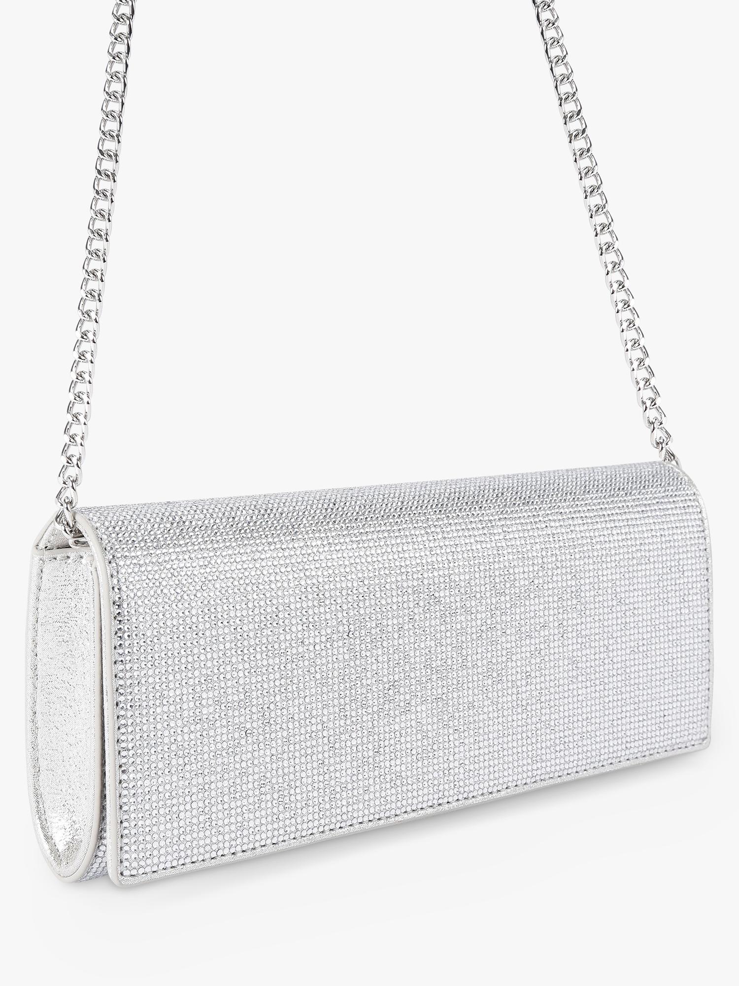 Kurt Geiger Baily clutch bag silver crystal embellishment - British product