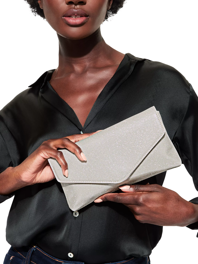 KG Kurt Geiger silver clutch bag, UK version