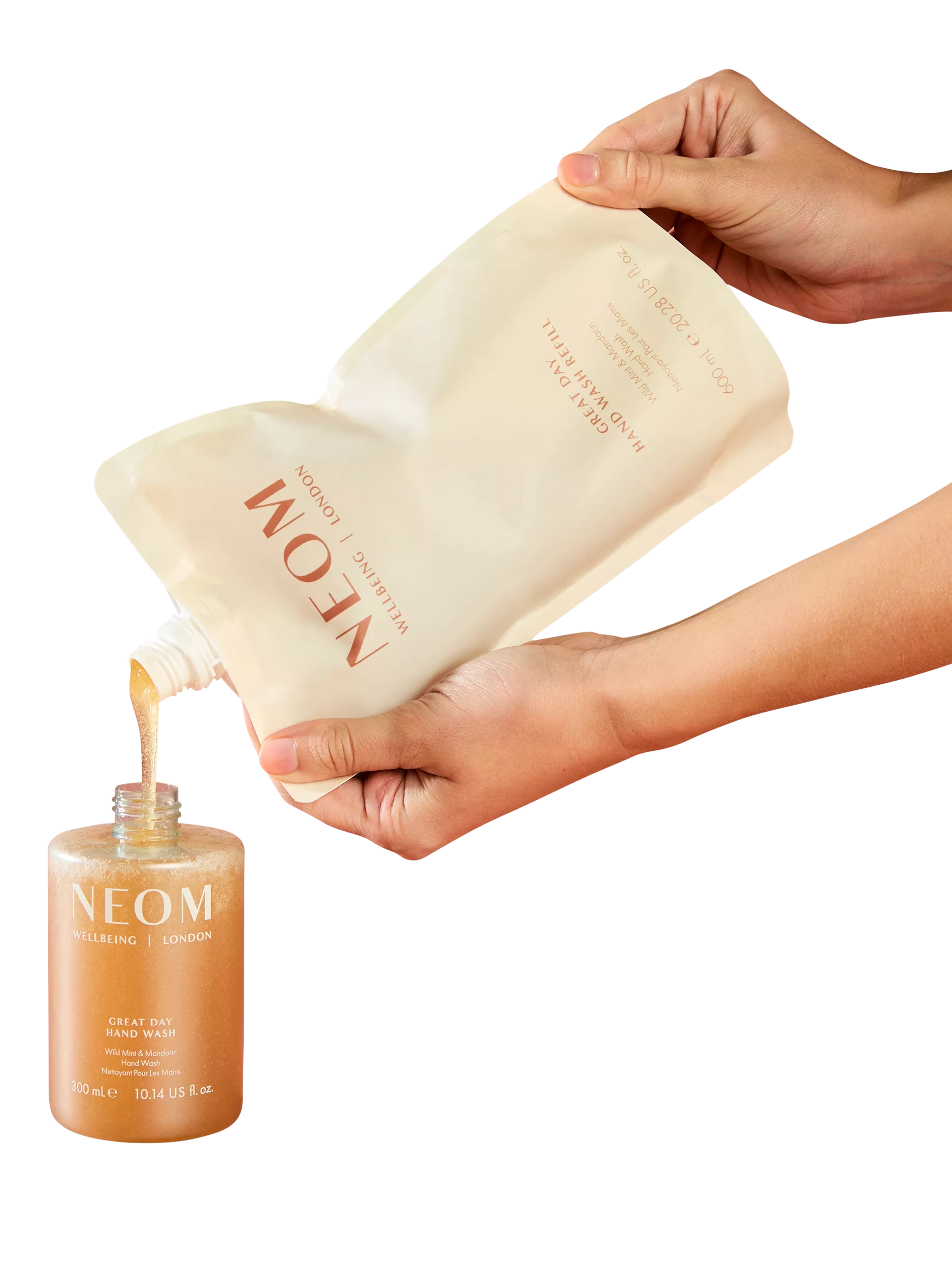 NEOM Wellbeing London Great Day hand wash refill 600ml, UK version