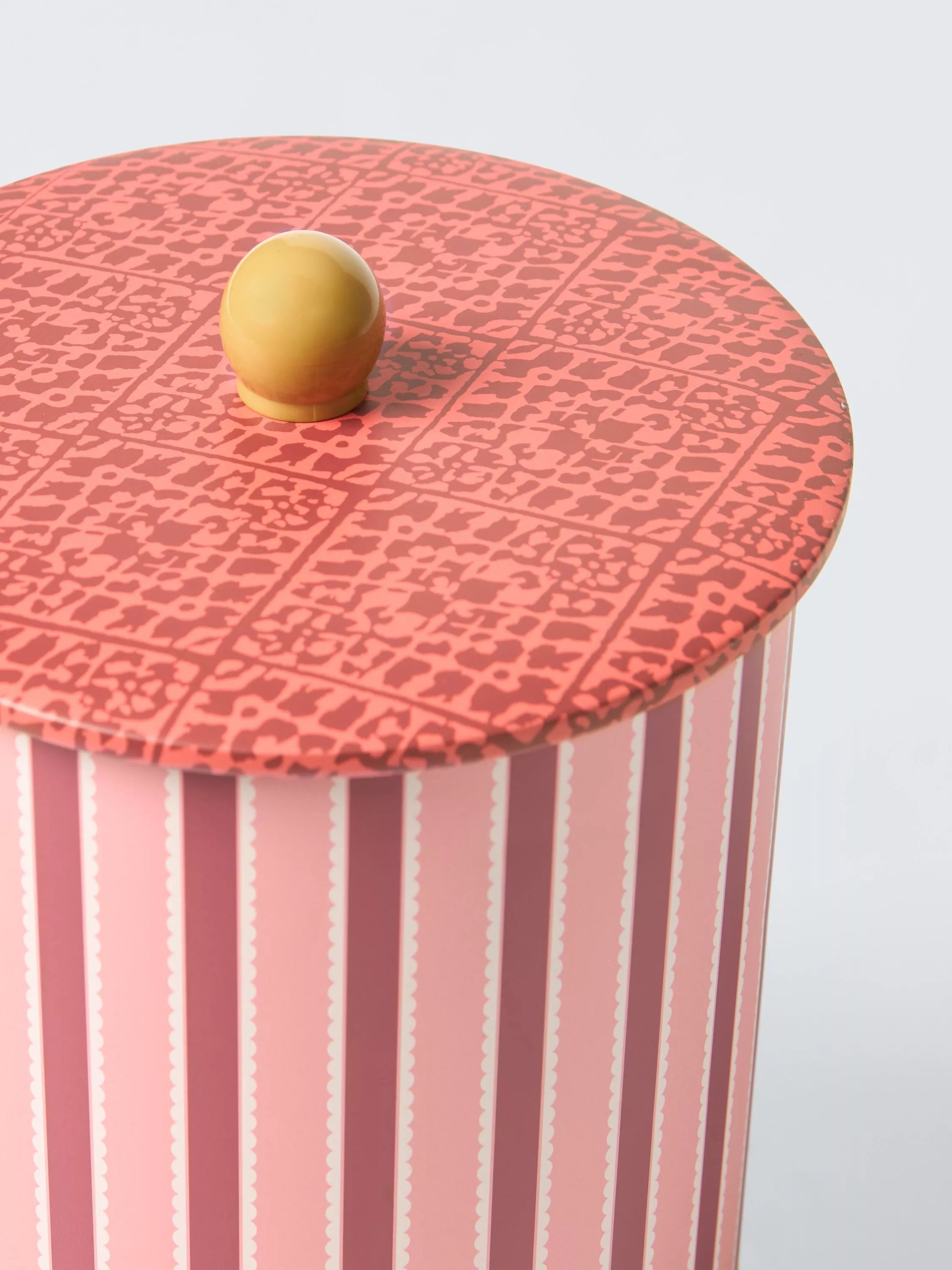 John Lewis x Sanderson Pinetum stripe biscuit barrel 5L pink, UK version