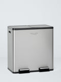 John Lewis two-section recycling bin with handles, 80 litre, brushed stainless steel, UK version