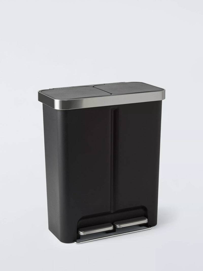 John Lewis black 2 section recycling pedal bin 36L+28L (British brand)