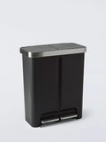 John Lewis black 2 section recycling pedal bin 36L+28L (British brand)